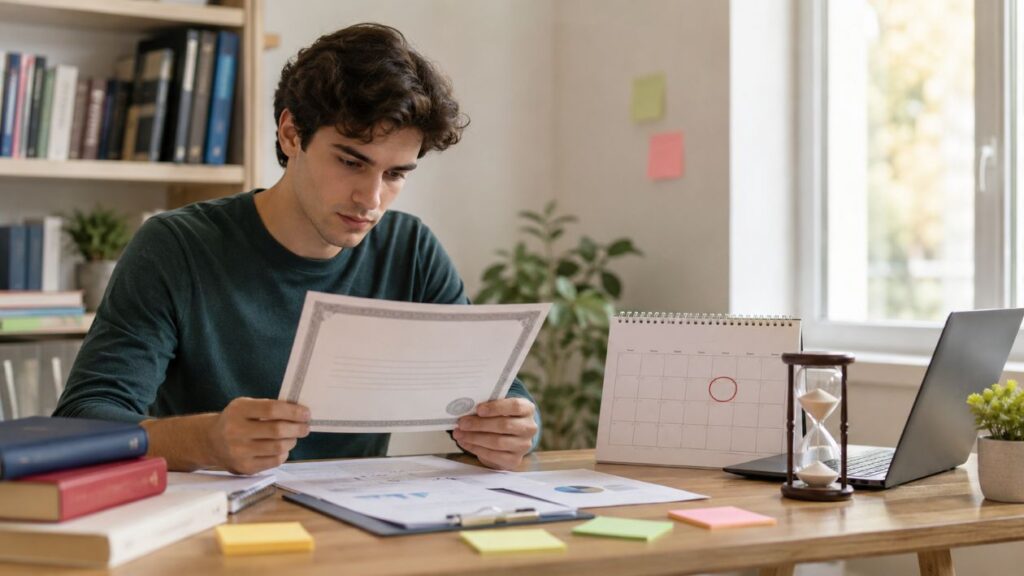 joven comprobando si su certificado B2 caduca